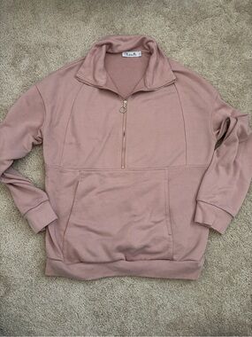 Maacie Quarter-Zip Pullover Sweatshirt - Dusty Rose - M